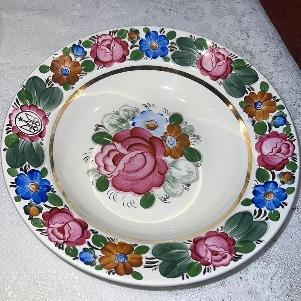 Set of 9 Vintage Kirovsky Zavod Or Zavod Kirova Russian Handpainted Plates